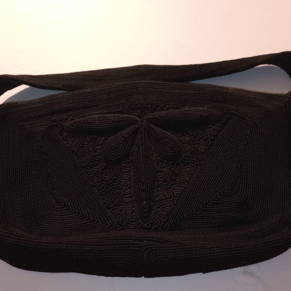 Genuine Corde Black Corded Purse Vintage 30s 40s - Picture 2 of 15